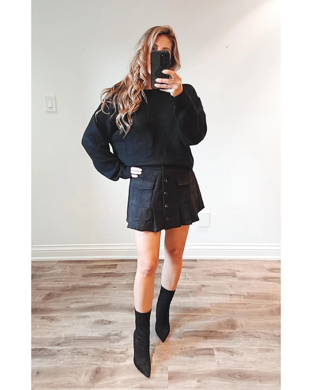 Finley Suede Pleated Skirt