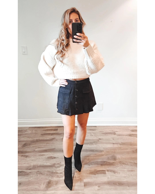 Finley Suede Pleated Skirt