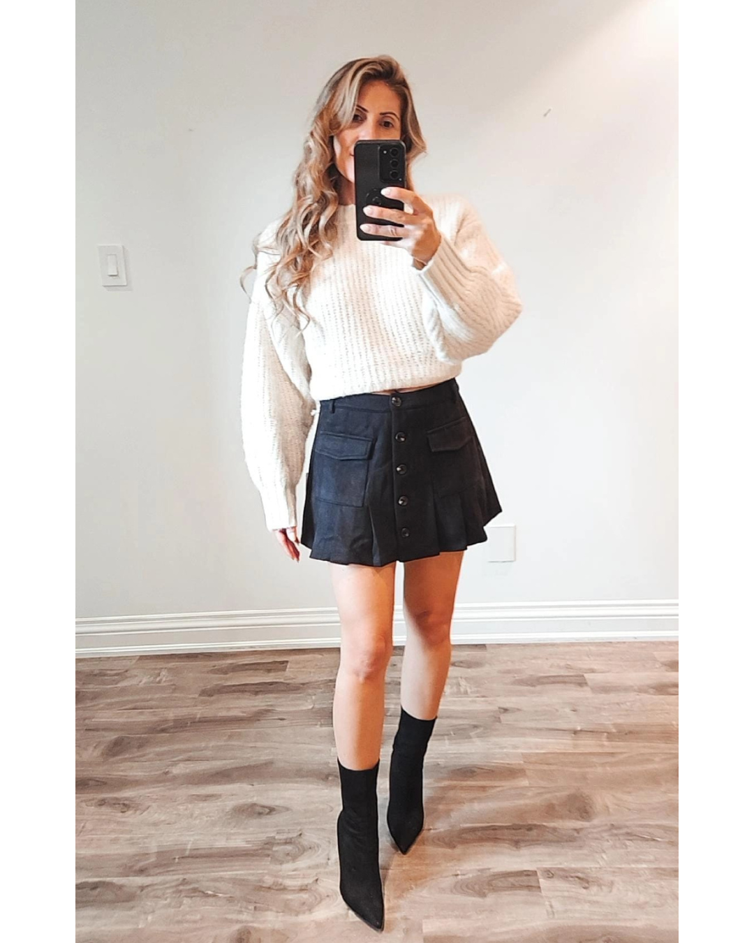 Finley Suede Pleated Skirt