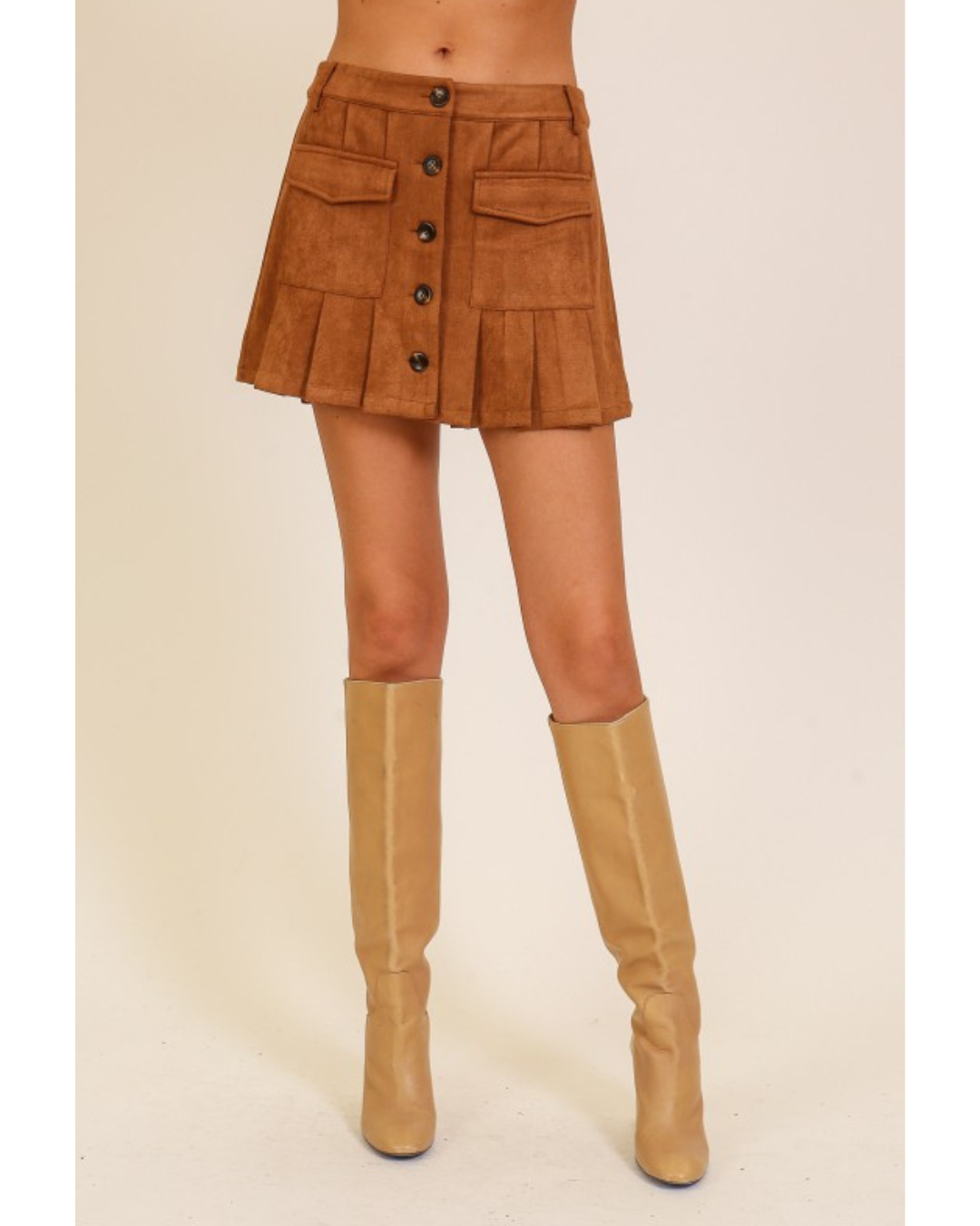Finley Suede Pleated Skirt