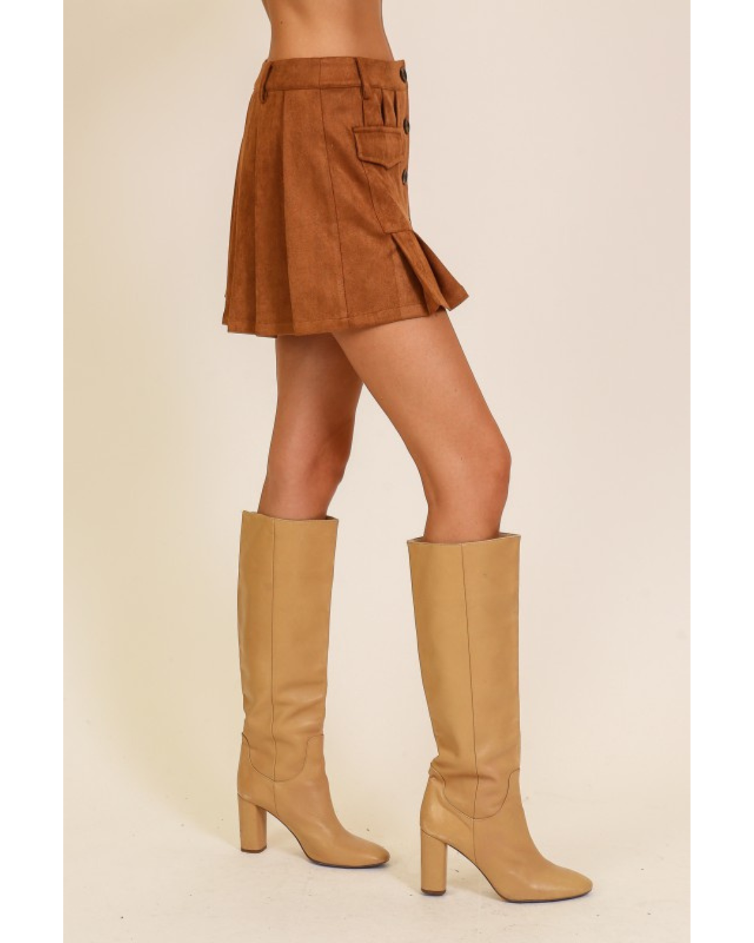 Finley Suede Pleated Skirt