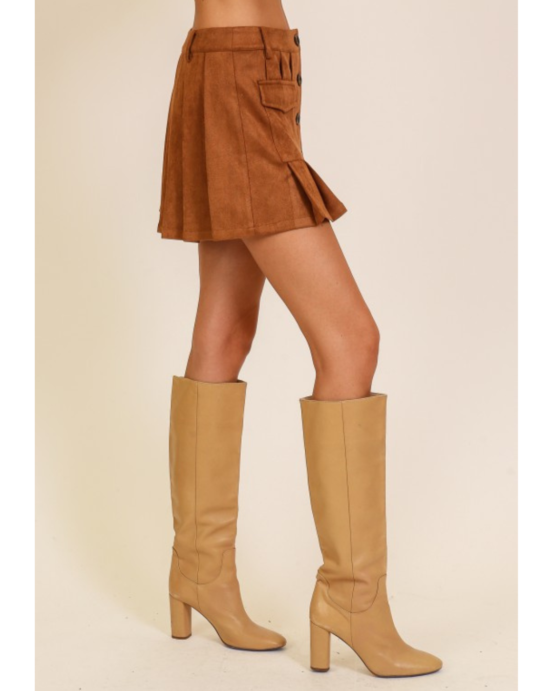 Finley Suede Pleated Skirt