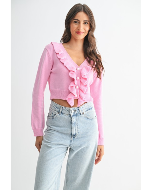 Nella Pink Ruffle Sweater