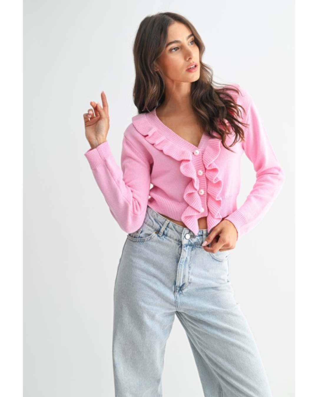 Nella Pink Ruffle Sweater