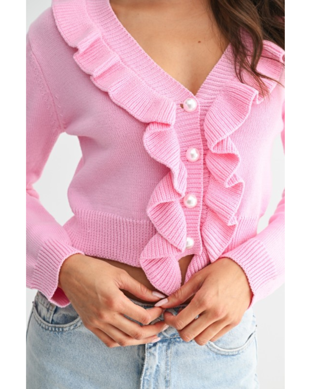 Nella Pink Ruffle Sweater
