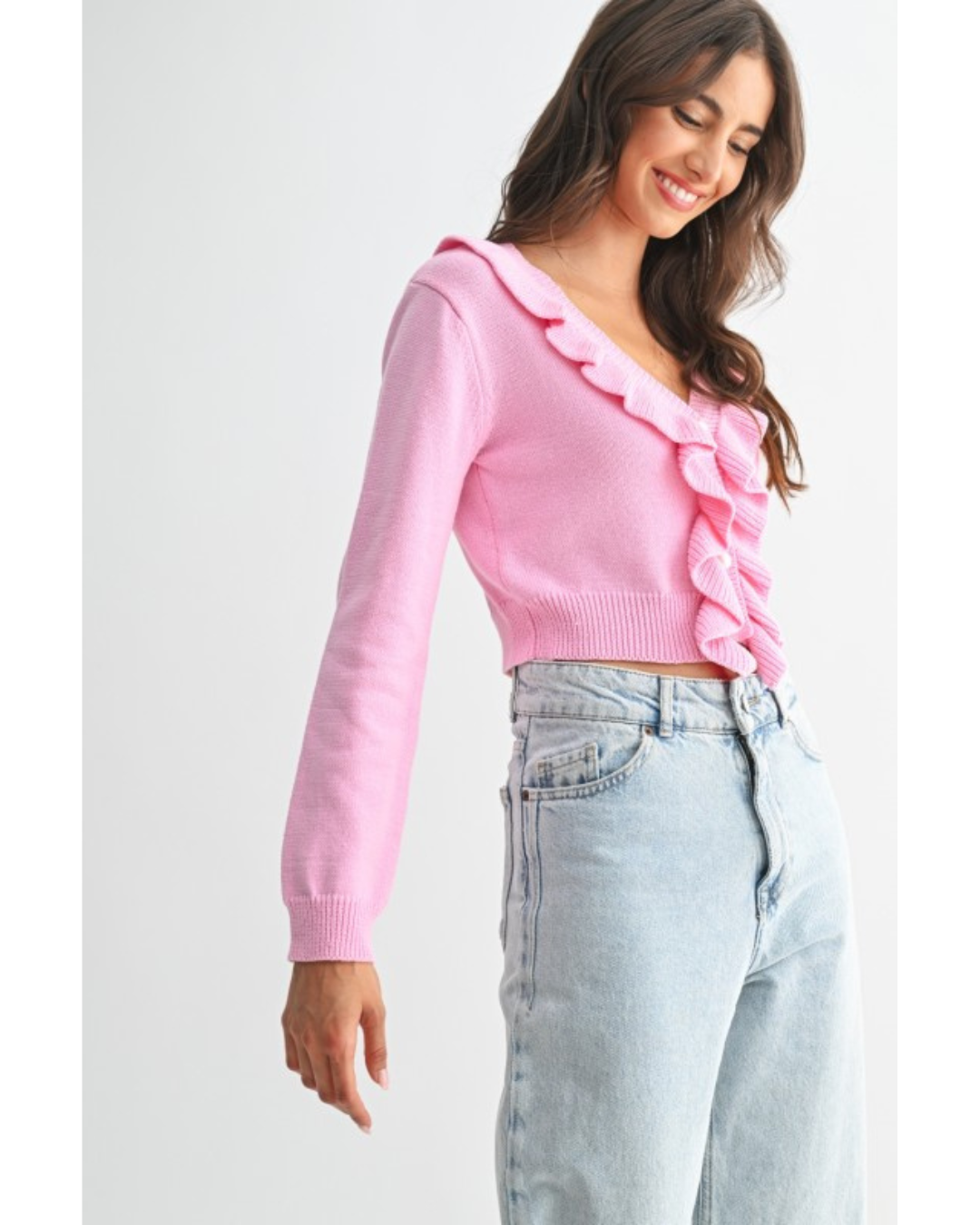 Nella Pink Ruffle Sweater