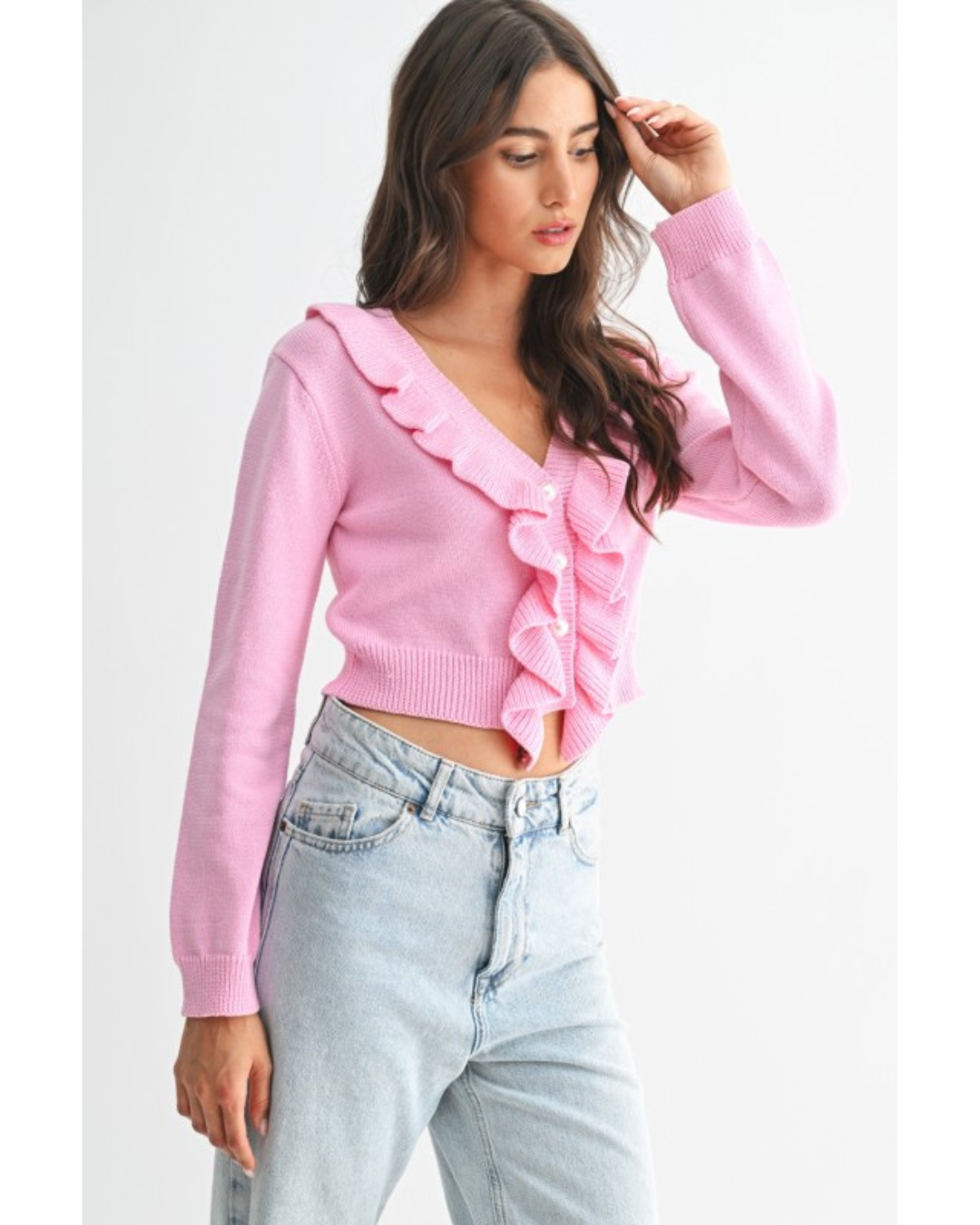 Nella Pink Ruffle Sweater