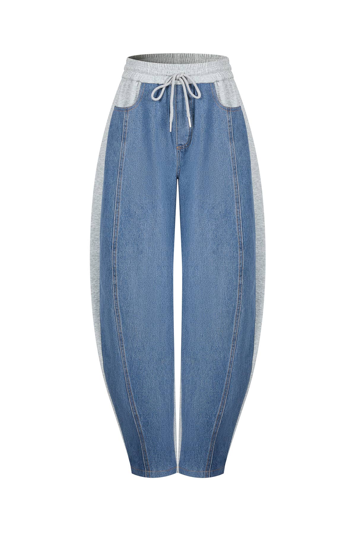 Heather Mix Media Barrel Pants