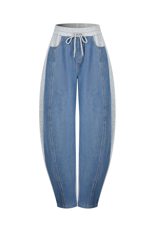Heather Mix Media Barrel Pants