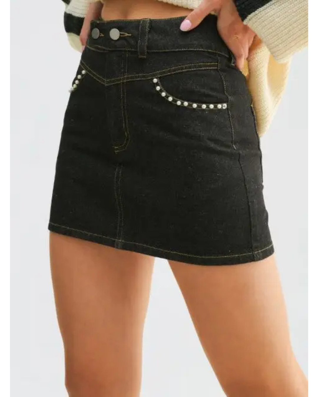 Karen Black Denim Mini Skirt