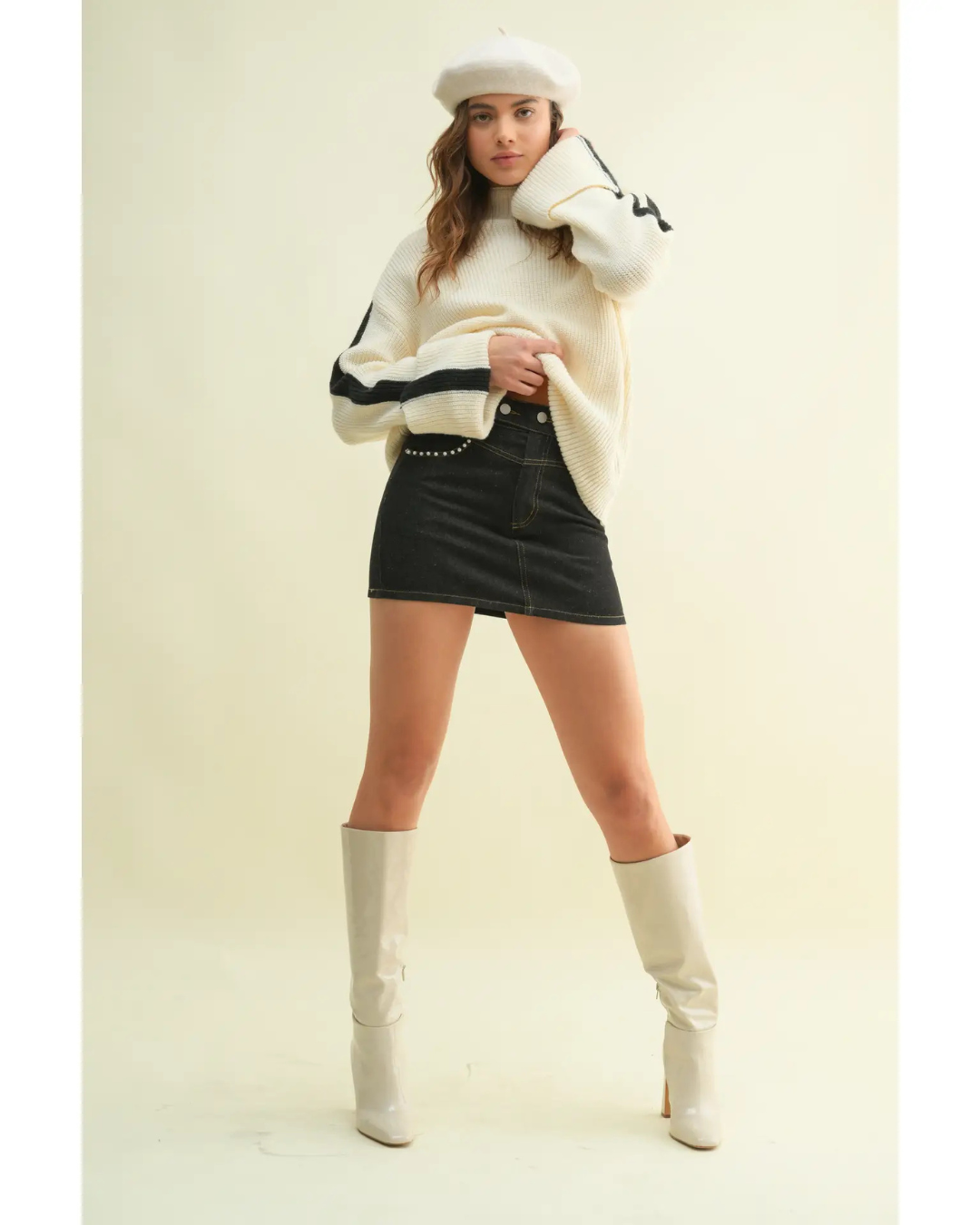 Karen Black Denim Mini Skirt