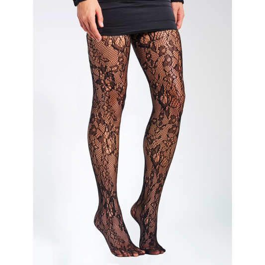 Black Lace Floral Tights