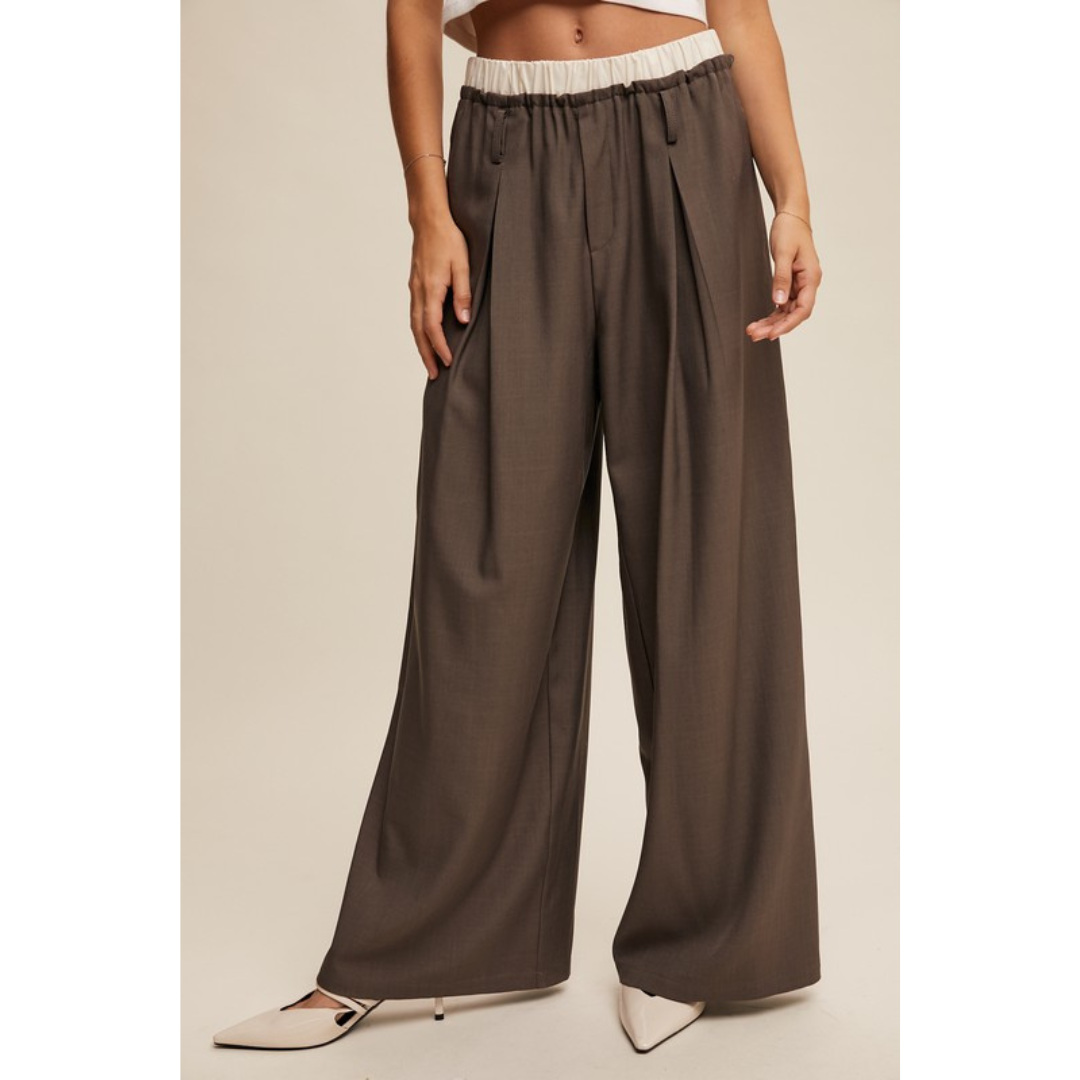 Molly Wide Leg Contrast Pants