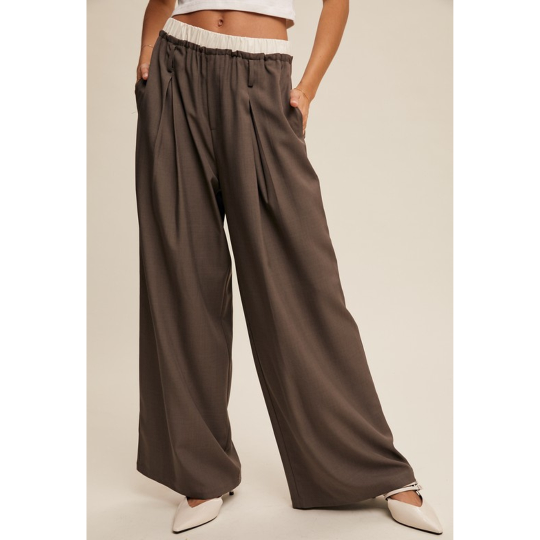 Molly Wide Leg Contrast Pants