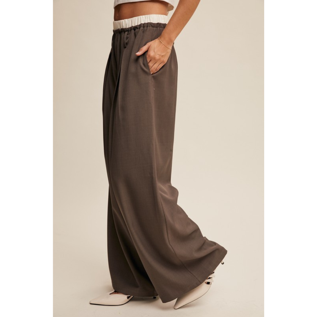 Molly Wide Leg Contrast Pants