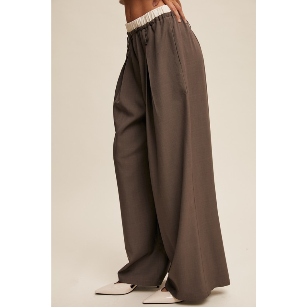 Molly Wide Leg Contrast Pants