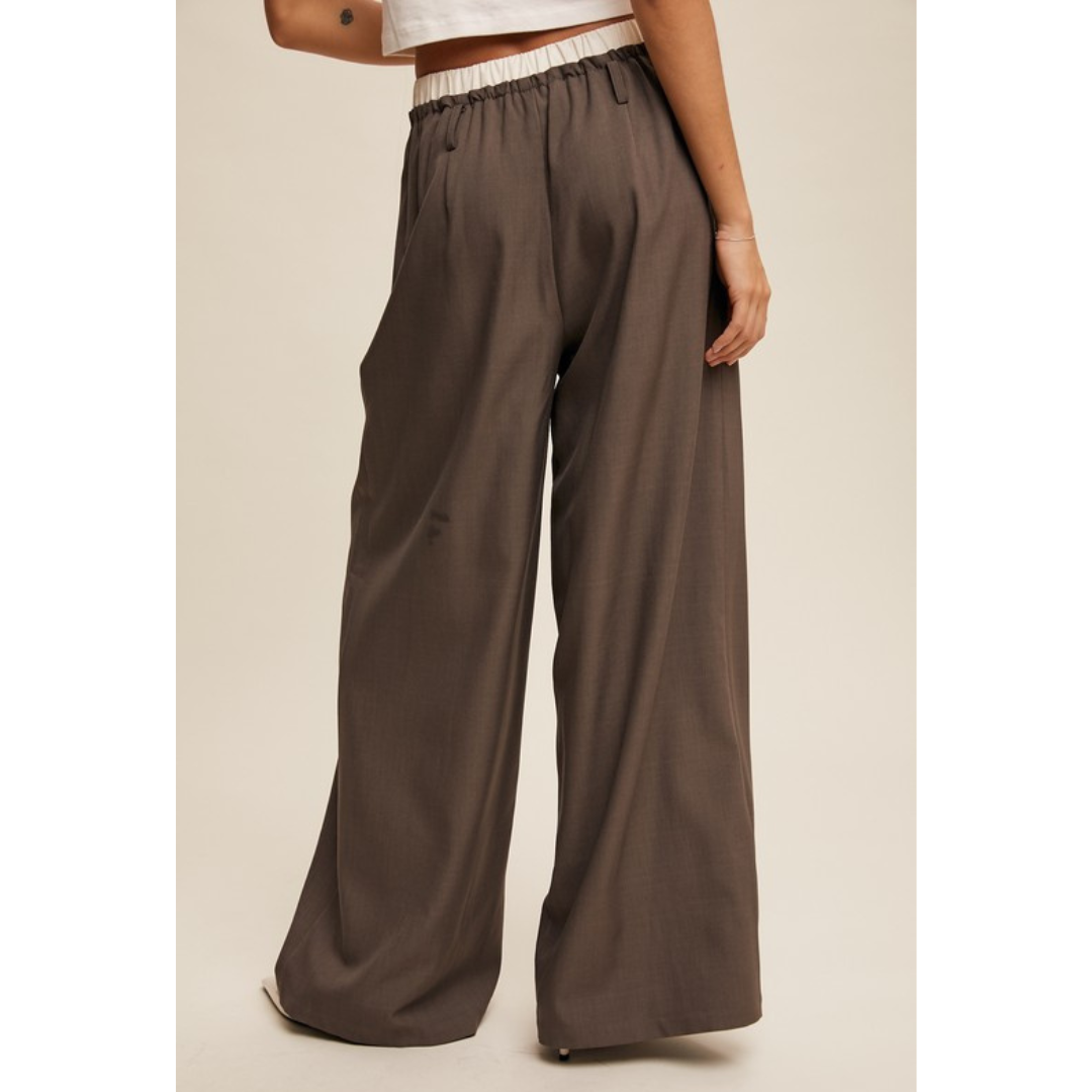 Molly Wide Leg Contrast Pants