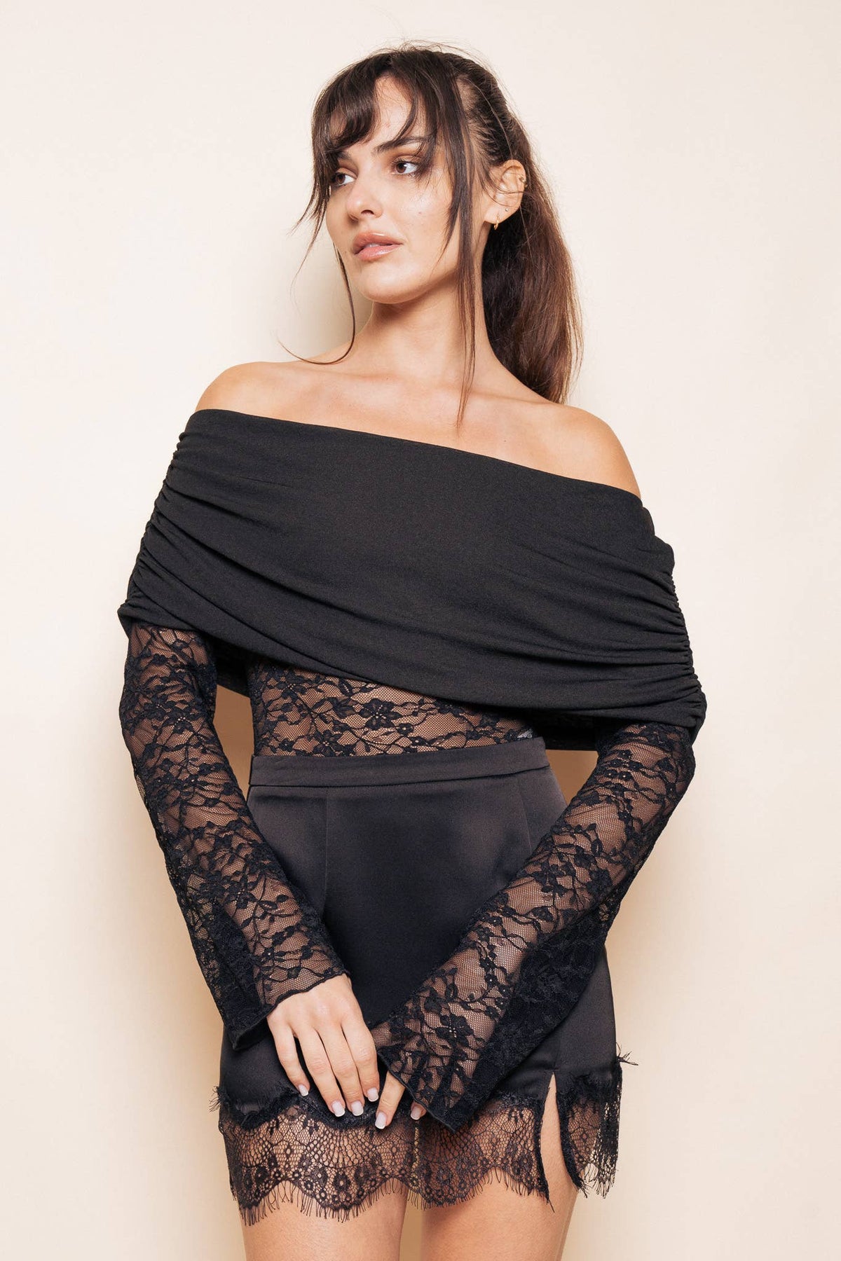 Sally Off-the-Shoulder Lace Bodysuit