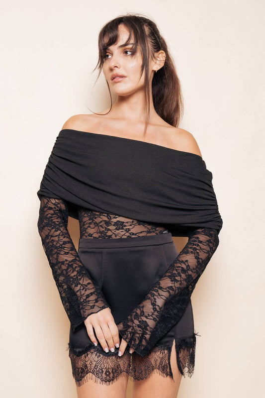 Sally Off-the-Shoulder Lace Bodysuit