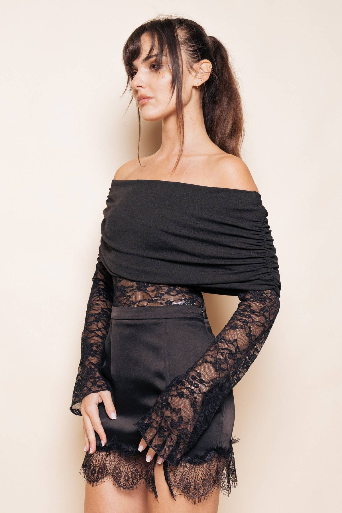 Sally Off-the-Shoulder Lace Bodysuit