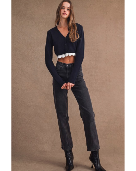 Tyra Lace Hem Cardigan
